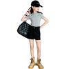 Calça Feminina Verão 2024 Novos Shorts Elásticos Cintura Alta Elástica Emagrecedor Slim-Fit Gola Alta Camiseta Elegante de Manga Curta