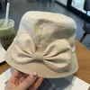 Sombrero de Pescador Patchwork de Lino para Mujer Primavera y Verano con Lazo Estilo Japonés, Elegante Estilo Diosa, Circunferencia de Cabeza Grande, Sombrero de Pescador con Protección Solar