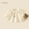 Camisa de Muñeca de Algodón Puro para Niñas Mengjia Ban, Mangas Abullonadas, Corte Holgado, Nueva Moda Primavera y Otoño 2026, Top para Niñas