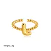 Europa y Estados Unidos transfronterizo anillo de oro de 18 quilates 26 letras inglesas anillo de apertura ajustable con cuentas de burbuja suministro de comercio exterior