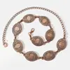 Nueva Cadena de Cintura Bohemia Retro para Mujer con Grabado Ovalado Diseño de Estilo Étnico Cinturón para Mujer para Adelgazar y Cintura Delgada
