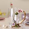 Taza de Agua de Esmalte Marcha de París, Taza de Té de Flores de Vidrio de Cristal Resistente a Altas Temperaturas, Regalo para Novia, Juego de Té de Regalo para el Día del Maestro
