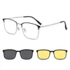 Nuevas Gafas de Sol Polarizadas Magnéticas Clip-On con Dos Juegos Multifuncionales de Visión Nocturna, Montura Metálica para Miopía con Ceja