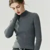 Suéter de Cashmere Puro 100% Peça Única Sem Costura Gola Meia-Alta Suéter Base de Malha Emagrecedor Feminino Outono Inverno