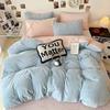 Conjunto de quatro peças de veludo coral de cor sólida, espessado, de inverno, com dupla face, capa de edredom, lençol, capa de cama, dormitório individual, conjunto de três peças