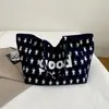 Bolsa de Hombro Doble Cara Simple Estilo Coreano 2026 Estilo Perezoso Bolsa de Lona con Estrellas para Mujer Gran Capacidad Versátil Bolso de Hombro Casual
