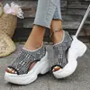 Sandalias de Mujer de Suela Gruesa Nuevas de Verano 2026, Comercio Exterior, Tallas Grandes Europeas y Americanas, Slip-On, Tejido Fly-Knit, Punta Abierta, Estilo Deportivo