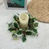 Candelabro de Hoja de Navidad Simulado Corona Corona Navideña para Mesa Decoración Navideña Corona de Hoja Triangular Piña Artificial Fruta Roja Decoración del Hogar