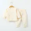 Conjunto de bebé de cintura alta protector de barriga con entrepierna abierta, unisex, algodón puro, capa base de manga larga para primavera y otoño, ropa y pantalones de otoño para recién nacidos