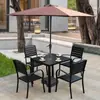 Mesas y Sillas de Plástico-Madera para Exteriores, Muebles para Cafetería al Aire Libre en el Patio, Muebles de Madera Anticorrosión para Terraza, Fábrica de Mesas y Sillas de Ocio para Balcón