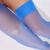 Medias Largas Brillantes Sedosas Transparentes con Puño Ancho de Costilla, Medias Brillantes Perladas, Medias Largas Delgadas con Puntas Transparentes, Medias Altas Hasta el Muslo