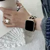 Correa de Metal Estilo Tweed con Doble Cadena para Reloj Adecuada para Apple Watch Iwatch11 Moda Ins Modelo de Mujer de Verano