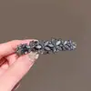 Presilha de Cabelo Meio Preso Flor de Strass Esmaltada de Luxo para Parte de Trás da Cabeça Presilha de Mola Reta para Pessoa Preguiçosa Pente de Cabelo