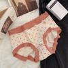 Ropa interior de modal con estampado de lunares color leche y sal, de cintura media, para mujer, que cubre la cadera, talla grande, cómoda, alta elasticidad, con refuerzo de seda de morera