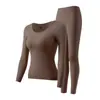 Camellia Fragrance Otoño e Invierno Belleza Sin Costuras Ropa Interior para Mujer Ultra Delgada Invisible Base Traje Cálido para Mujer con Almohadillas en el Pecho