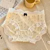 Ropa Interior de Encaje para Niña Sexy Linda de Cintura Media Sin Costuras Algodón Puro en la Entrepierna Seda de Hielo Lunares Bragas Triángulo Mujer Verano Delgadas