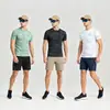 Top Masculino Esportivo Casual Cruzado Europeu e Americano Amazon Estampado de Seda Gelada Secagem Rápida Manga Curta para Treinamento Fitness Elástico