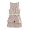 Exportação Transfronteiriça Atacado Estilo Europeu e Americano Vestido Curto Feminino Novo Elegante Sem Mangas com Cinto 3152308