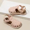 2026 Novo Estilo Sandálias de Tecido para Meninas Estilo Coreano Estilo Princesa Bico Fechado Solado Macio Antiderrapante Sapatos de Praia Infantis Moda de Verão