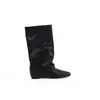 Botas de moda de estilo similar a las de Grape Mom, con 5 cm de altura, puntera cuadrada, corte holgado y plisados, hasta la mitad de la pantorrilla, para mujer