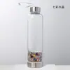Venda direta da fábrica cascalho de cristal natural copo de energia de borossilicato alto copo em camadas de cristal de aço inoxidável com corda de elevação copo de saúde
