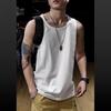 Verano Algodón Puro Peso Pesado Color Sólido Deportivo Sin Mangas Camiseta Chaleco Hombre Holgado Talla Extra Chaleco de Hombre Camiseta de Moda de Manga Corta