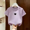 Camiseta de Manga Curta para Meninas 2026 Nova Verão Crianças Camiseta 100% Algodão Crianças Maiores Roupas de Verão Moda Feminina Tops t