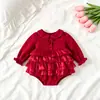 Lindo y dulce mameluco vestido para bebé 2026 nuevo modelo para niñas pequeñas, vestido de princesa, mameluco rojo, vestido body para bebé