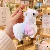 Pingente de Alpaca Tie-Dye de Pelúcia Desenho Animado Chaveiro de Cordeiro Arco-Íris Pingente Criativo para Mochila Feminina Boneco Pegador Boneca Boneca