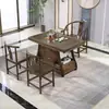 Nuevo juego de mesa de té y sillas de madera maciza estilo chino para balcón de apartamento pequeño, juego para sala de estar de té kung fu para el hogar, mesa de té integrada para preparar té
