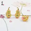 Colgante Antiguo de Calabaza Hueca Esmaltada en Oro Flor de Loto Colgante de Calabaza de la Suerte Accesorio Colgante para Pulsera Collar DIY