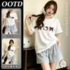 Pijama de Dibujos Animados Estilo Ins para Mujer, Nuevo Estilo de Verano, Lindo Conjunto de Ropa para el Hogar de Mangas Cortas para Dormitorio Estudiantil que Se Puede Usar Afuera