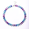 Diseño original europeo y americano ins moda collar de alta gama rhinestone de color temperamento cadena de clavícula de lujo ligero nicho transfronterizo