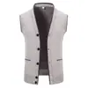 Colete Cardigan de Tricô Gola V Color Block Sem Manga Canelado Suéter Masculino Business Casual Colete Quente Tipo Xale Masculino