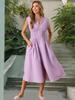 Vestido cardigã plissado com zíper, decote V, cintura marcada, temperamento sexy, verão 2025, comércio exterior transfronteiriço Amazon, vestido feminino