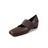 Zapatos Mary Jane de Cuero Genuino para Mujer con Tacón Oculto Otoño/Invierno Nuevos Puntera Cuadrada Correa Única Corte Bajo Zapatos Individuales Talla de Mujer 40