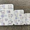 Espelho Quadrado para Casa Desenho Animado Dobrável Portátil Espelho de Maquiagem Couro Impresso Cor Pura PU Pequeno Acessório Essencial de Maquiagem Decorativo
