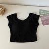 Diseño de Chica Caliente Chaleco de Algodón Puro de Hombro Ancho Cuello Redondo Ajustado Verano Corto Ombliguera Espalda Hermosa Top Exterior para Mujer