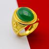 18 anel quadrado banhado a ouro masculino com pedra preciosa imitação de ouro anel de pedra preciosa verde masculino abertura masculina ouro de tirano local boca viva anel masculino