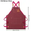 Delantal grueso nuevo modelo hecho a medida en stock para cocina casera, lona de 16 oz resistente a la suciedad con logotipo impreso, comercio exterior transfronterizo al por mayor