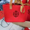 Bolso de fieltro palabra feliz palabra de la suerte regalo recepción de boda bolsa de compras portátil de fieltro logo impreso