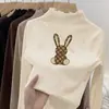 Camisa Básica Lisa de Gola Alta Meia-Boca para Meninas, Camiseta de Manga Longa com Bordas Franzidas, Estilosa e Fashion para Camadas de Outono e Inverno