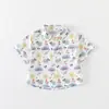 Camisa de Verano de Manga Corta para Niños 2026 Nueva Moda Estilo Coreano Camisa Floral Verano Tendencia Elegante Conjunto Streetwear
