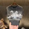 Otoño Nuevo de Moda Alta Calidad Moda Nicho Diseño Holgado Cuello Redondo Cómodo Manga Corta Camiseta de Hombre Manga Corta
