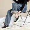 Calça Jeans Grossa Forrada com Lã para Meninas, Novo Estilo Outono e Inverno 2026, Calça Reta Solta de Perna Larga para Alunos do Ensino Fundamental II e Médio