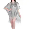 Blusa de playa de malla dorada y plateada de seda, nueva, europea y americana, transparente, para vacaciones, protector solar, cárdigan, blusa exterior para bikini