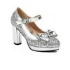 Tacones Altos de Mujer con Purpurina, Punta Redonda con Lentejuelas, Suela Gruesa, Tacón Grueso, Tacón Súper Alto, Moño, Hebilla de Una Correa, Zapatos Mary Jane para Mujer