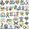 Pegatinas de Tela Bordadas de Rompecabezas Colorido Tema de Concientización sobre el Autismo Etiquetas Bordadas por Computadora para Ropa y Bolsas Sellos Decorativos de Mariposa