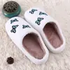 Pantuflas de Algodón Grueso de Invierno con Mariposa de Color Bordada para Interior del Hogar Lindas Pantuflas de Algodón Peludo con Forro de Felpa Gruesas