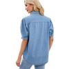 Comercio Exterior Transfronterizo Europeo y Americano Amazon Nuevo Todo Combinable Manga Princesa Solapa Camisa de Mezclilla Delgada Top Casual Mujeres a la Moda